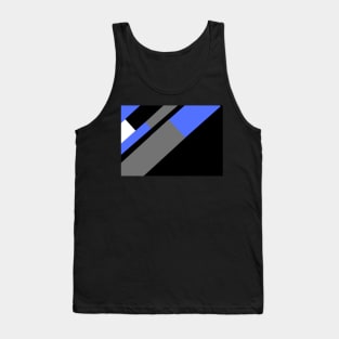 Blue,, White, Black, and Grey Rectangle and Triangle pattern Tank Top